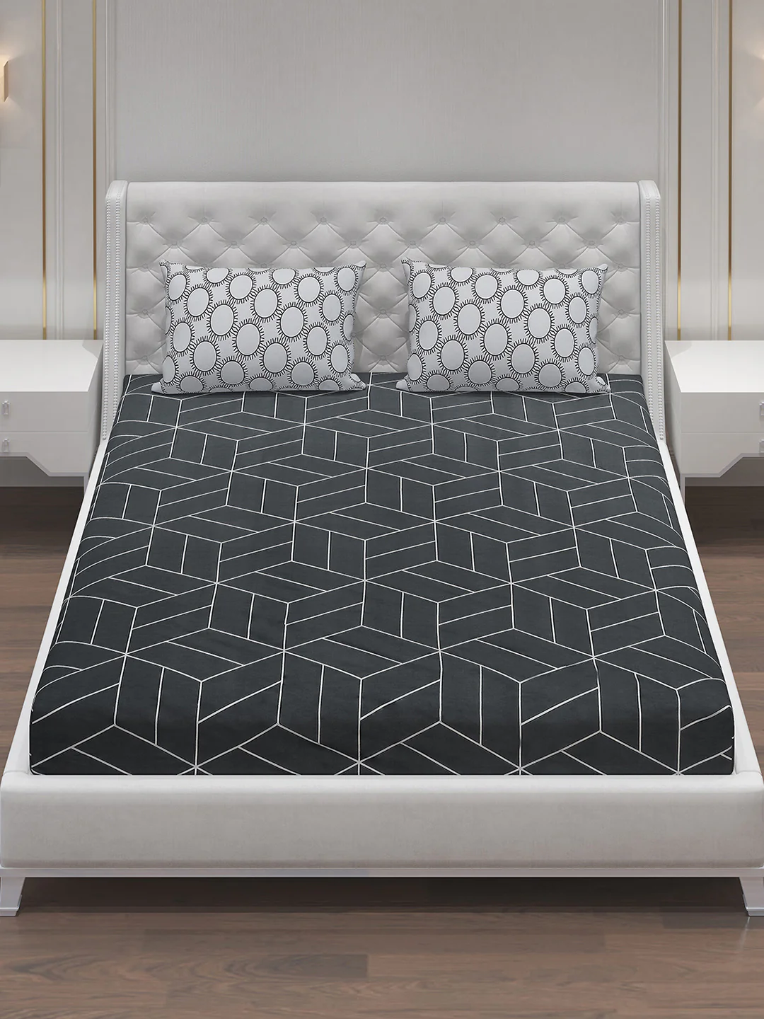 MOCA by Monte Carlo 144 TC Cotton King Bedsheet with 2 Pillow Covers - Image 2