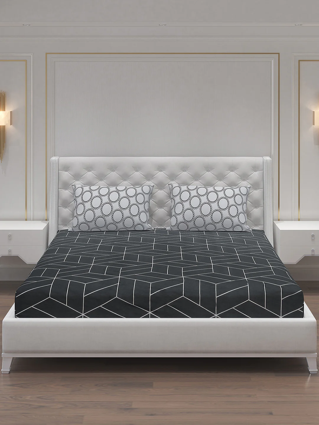 MOCA by Monte Carlo 144 TC Cotton King Bedsheet with 2 Pillow Covers - Image 3