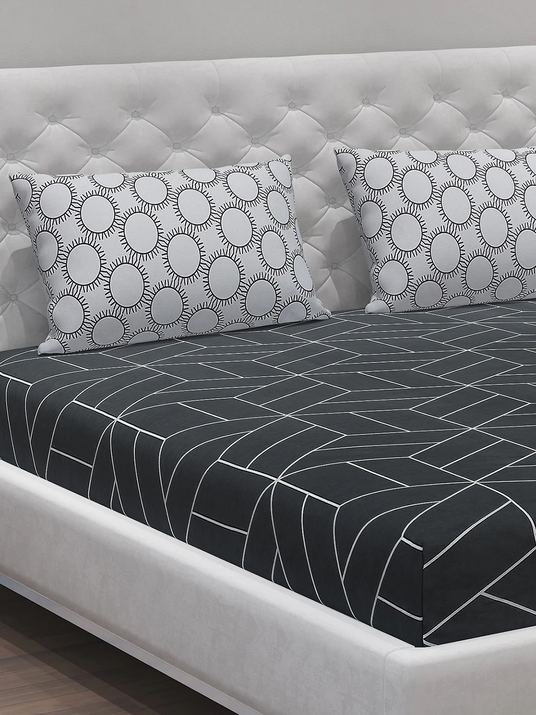 MOCA by Monte Carlo 144 TC Cotton King Bedsheet with 2 Pillow Covers - Image 4