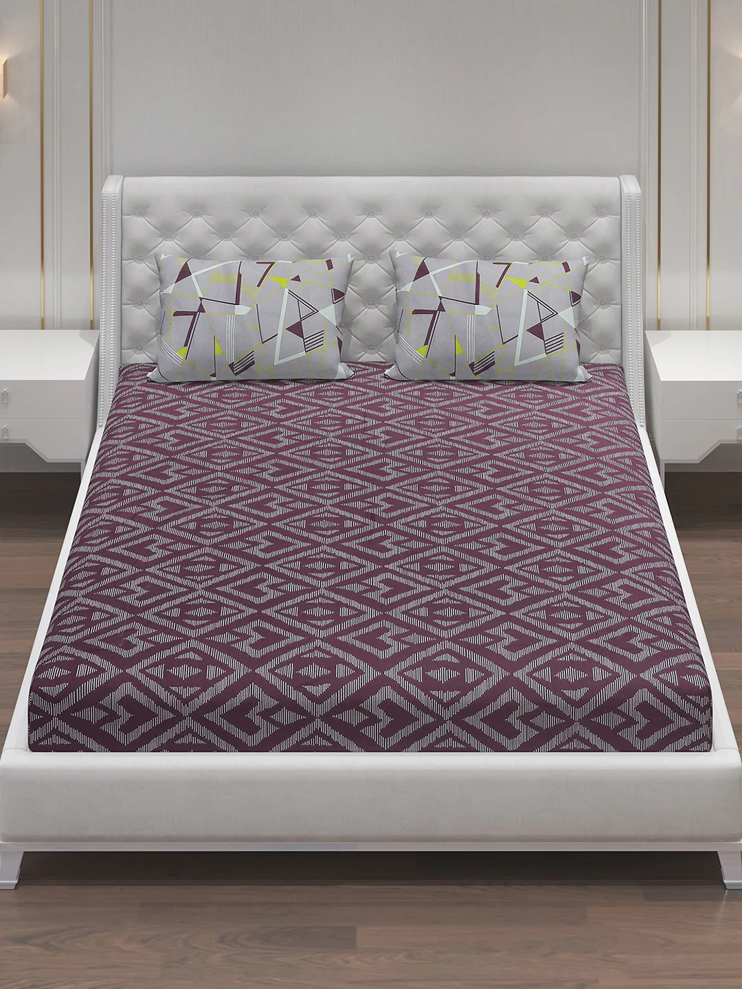 MOCA by Monte Carlo 144 TC Cotton King Bedsheet with 2 Pillow Covers - Image 2