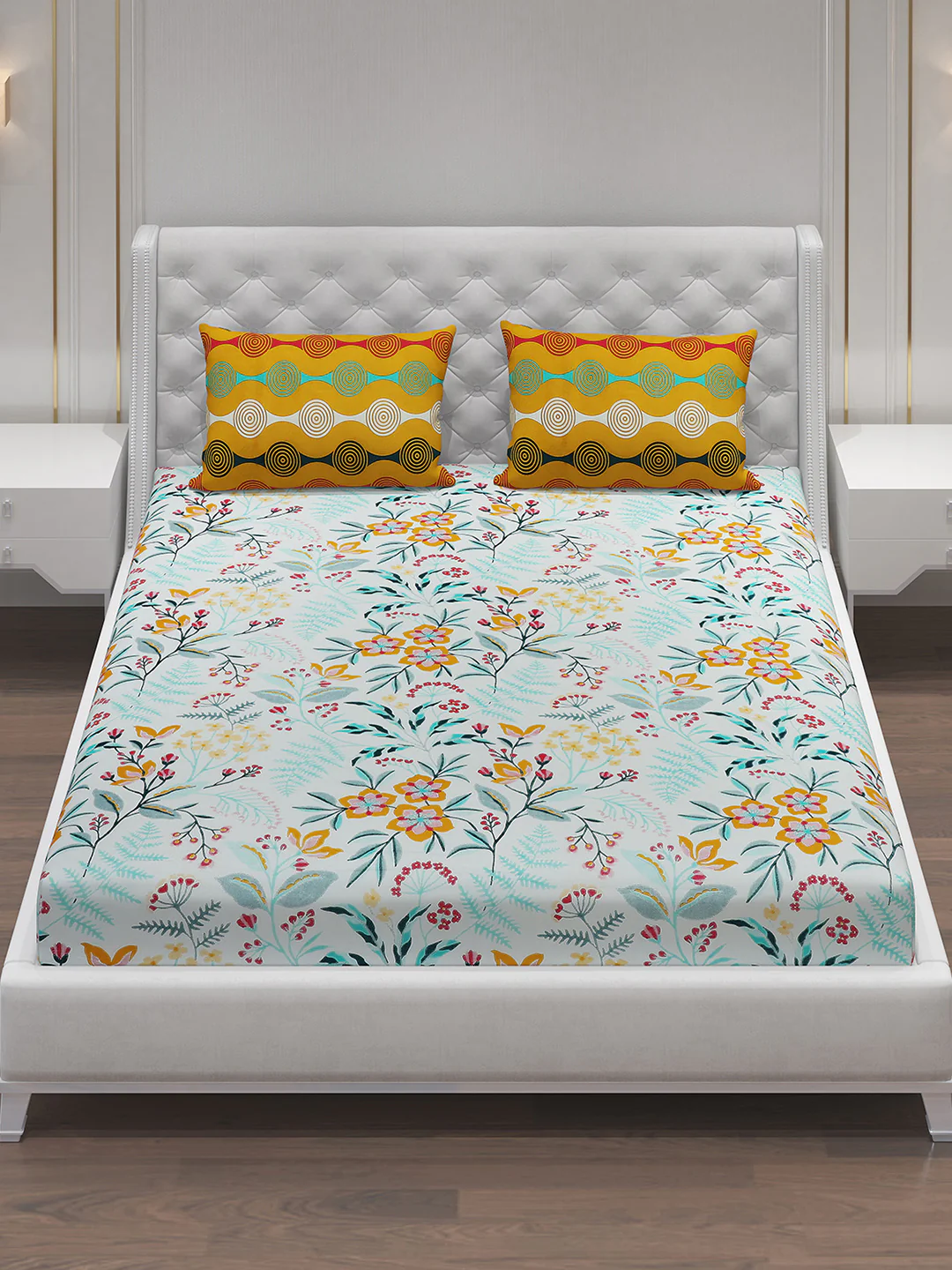 MOCA by Monte Carlo 144 TC Cotton King Bedsheet with 2 Pillow Covers - Image 2