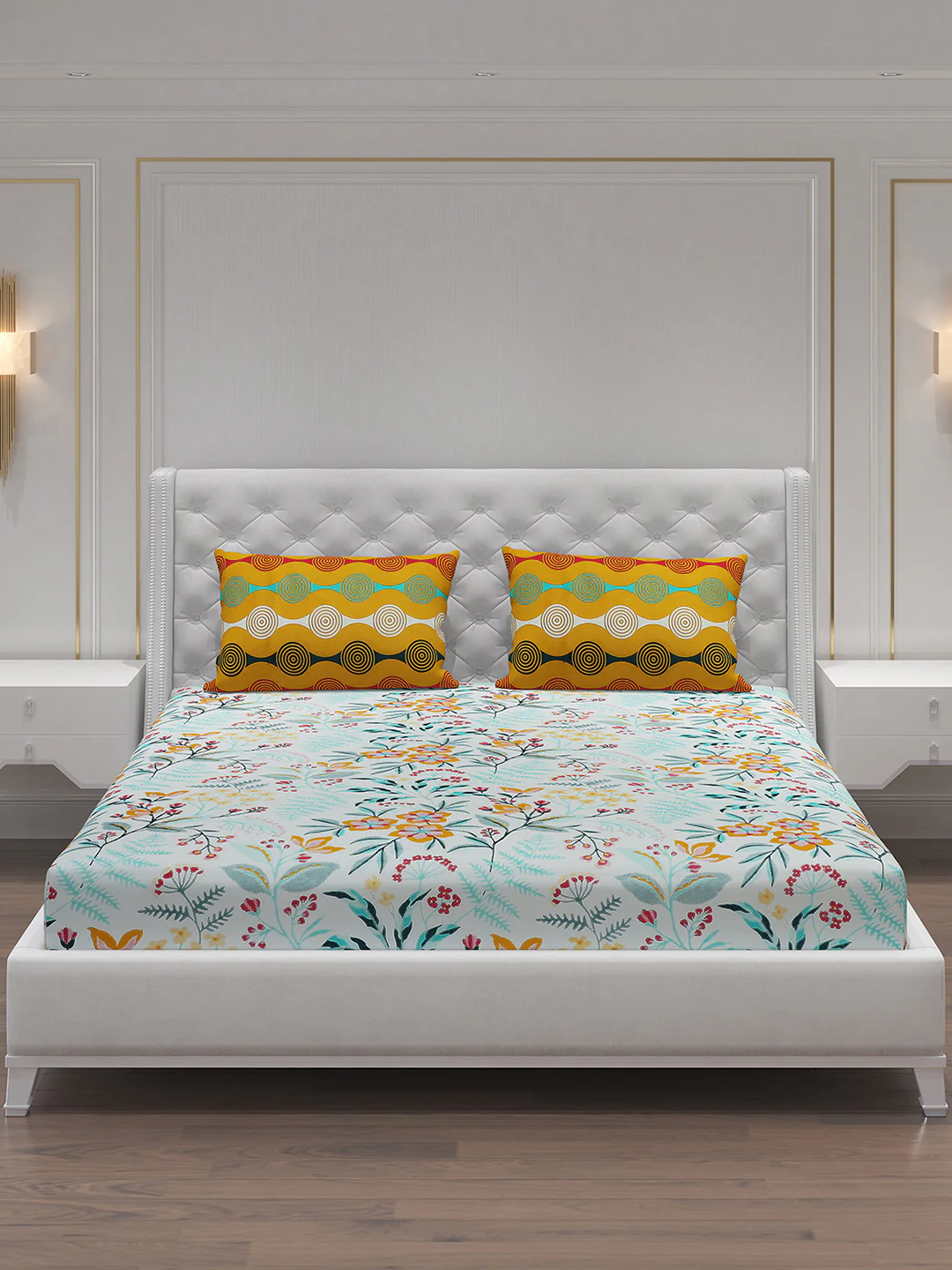 MOCA by Monte Carlo 144 TC Cotton King Bedsheet with 2 Pillow Covers - Image 3