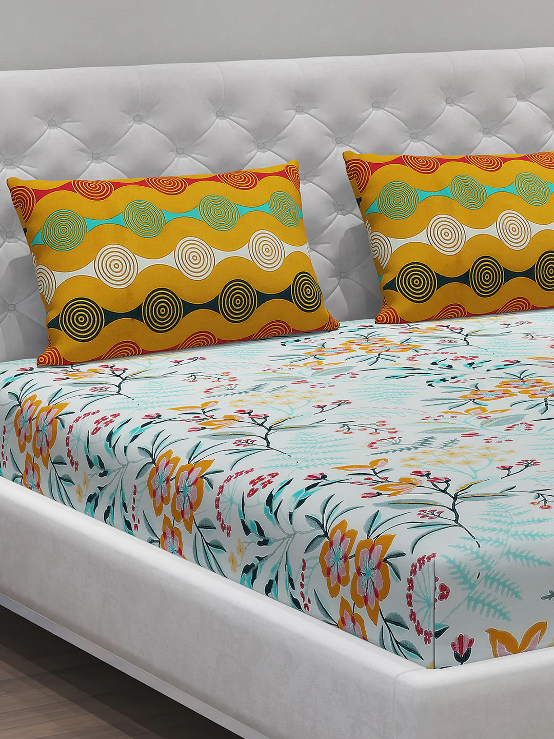 MOCA by Monte Carlo 144 TC Cotton King Bedsheet with 2 Pillow Covers - Image 4