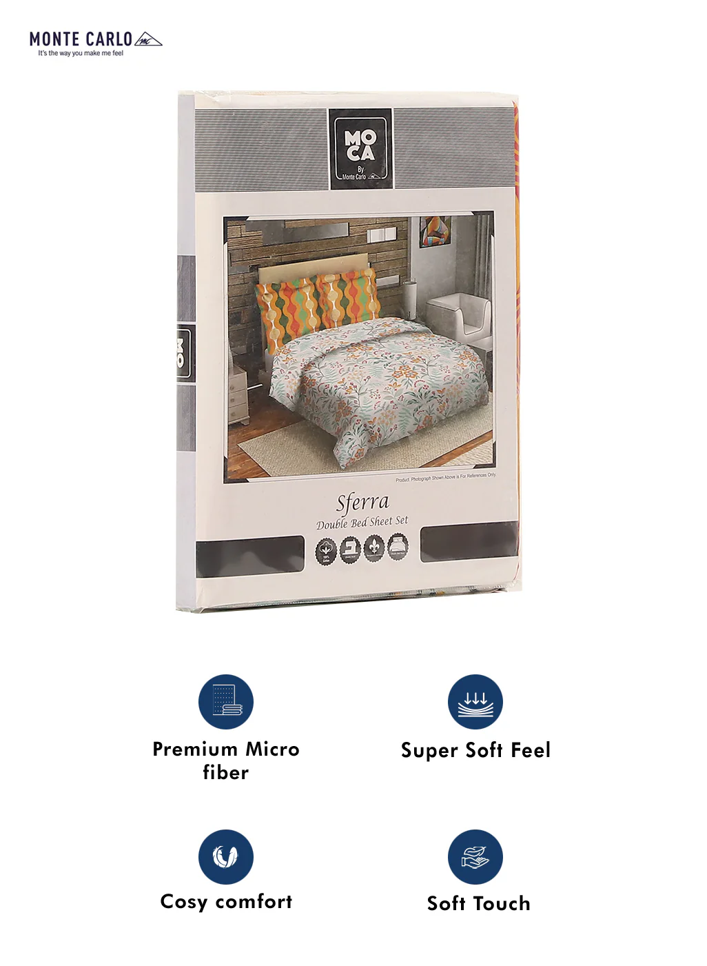 MOCA by Monte Carlo 144 TC Cotton King Bedsheet with 2 Pillow Covers - Image 9