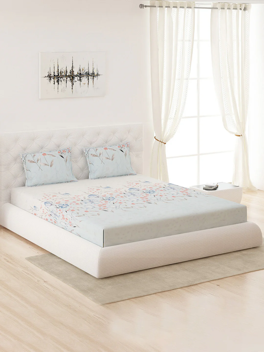 210 TC Cotton King Bedsheet with 2 Pillow Covers