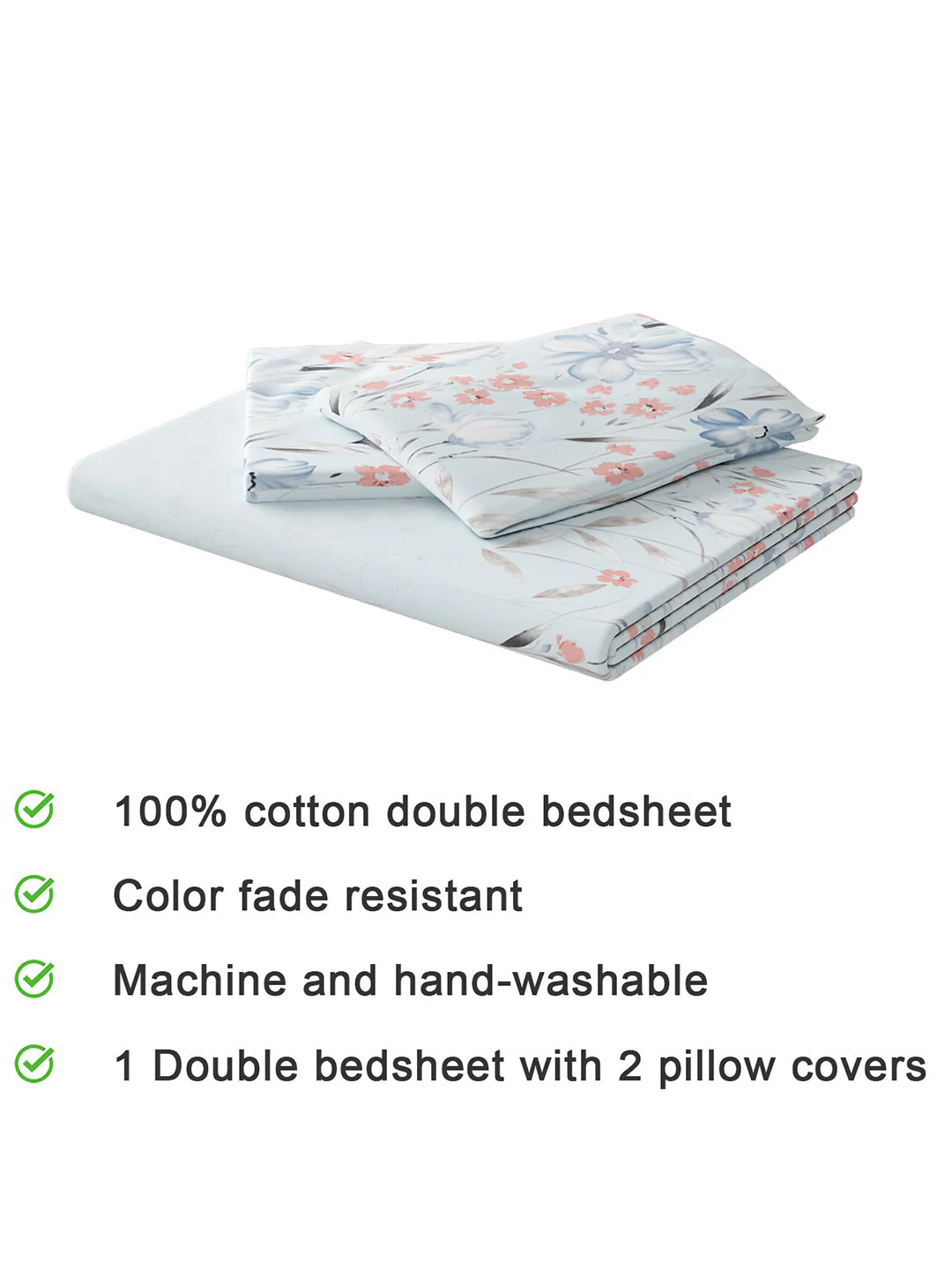 210 TC Cotton King Bedsheet with 2 Pillow Covers - Image 6