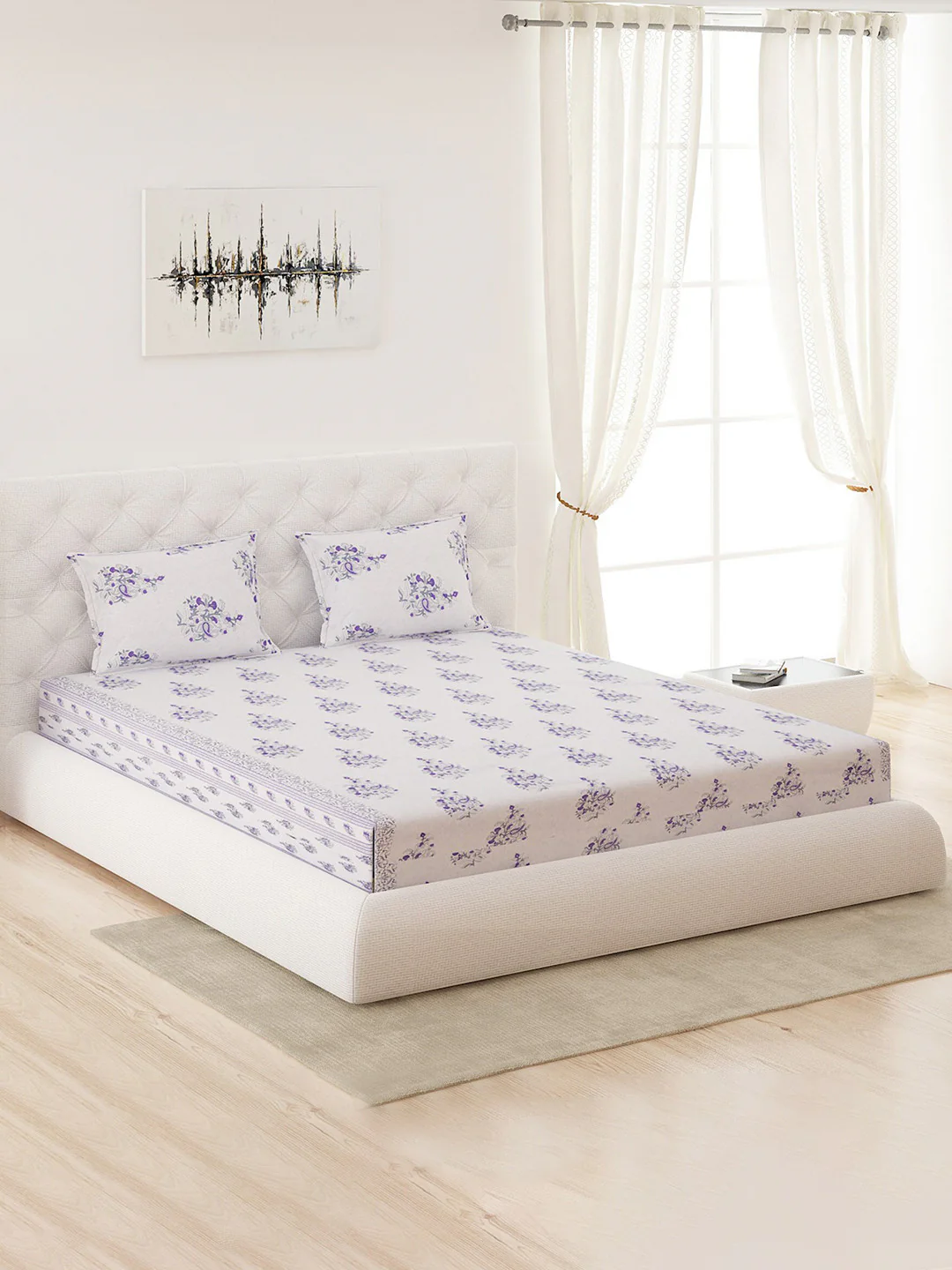 210 TC Cotton King Bedsheet with 2 Pillow Covers