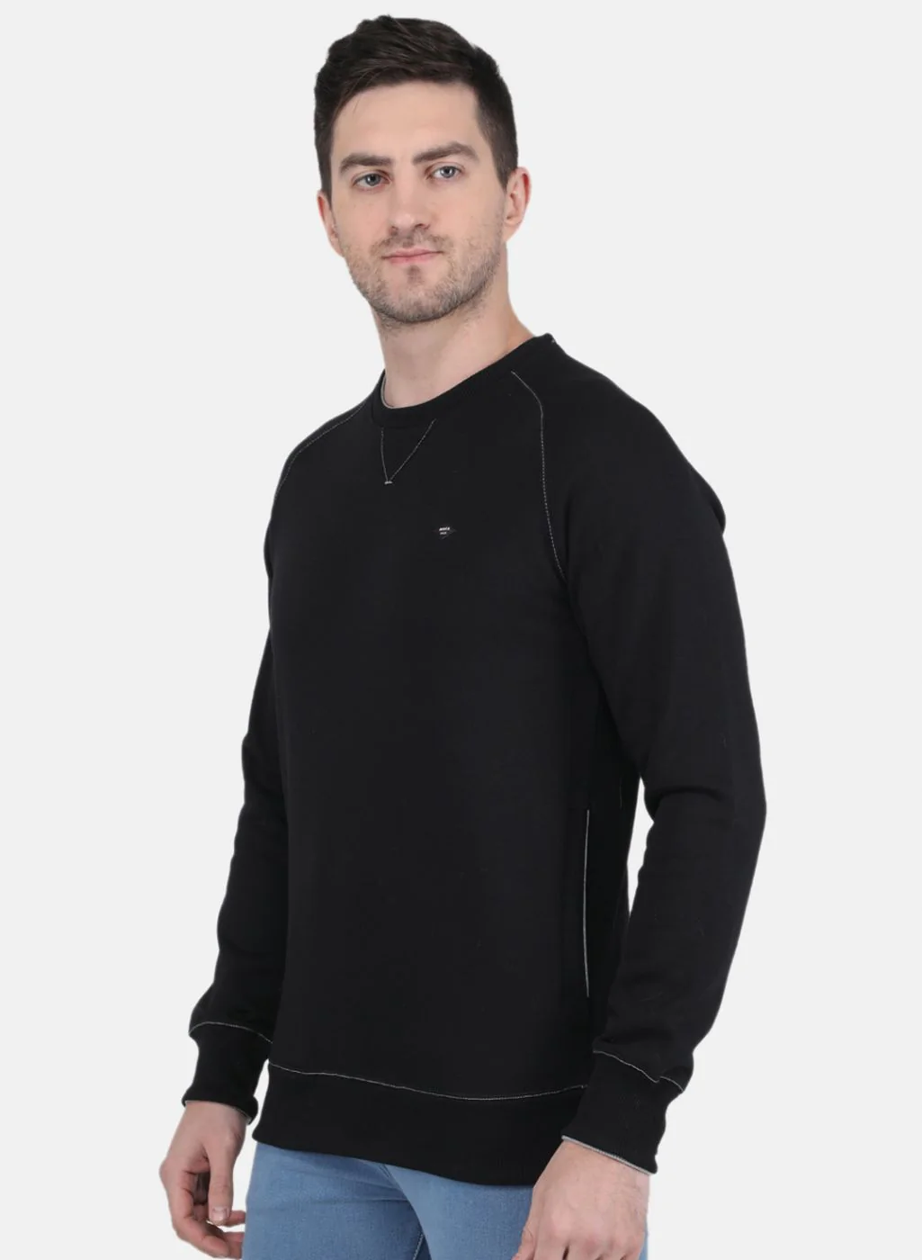 Men Black Solid Sweatshirt - Image 2