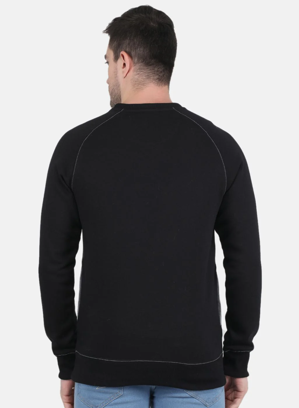 Men Black Solid Sweatshirt - Image 3