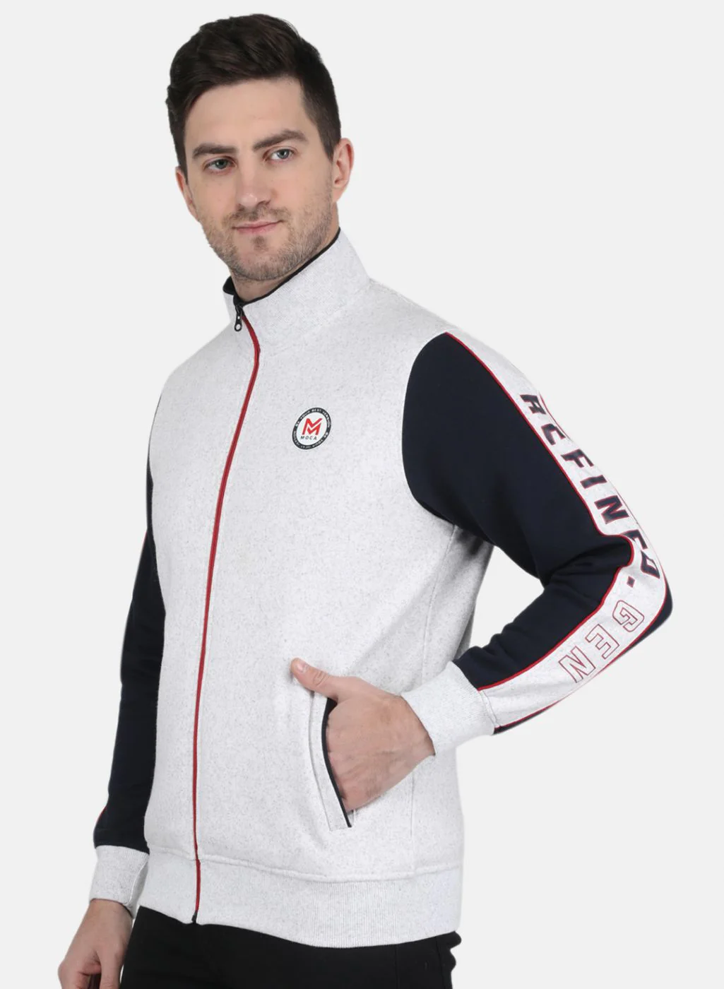 Men Grey Solid Sweatshirt - Image 2