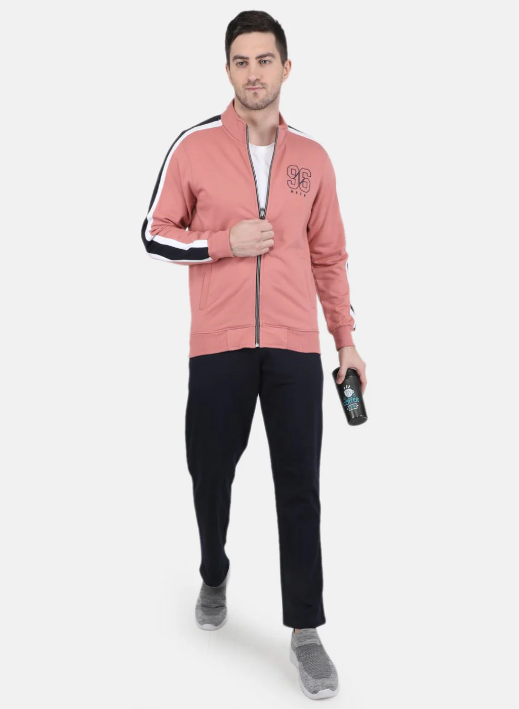 Men Light Pink Solid Sweatshirt - Image 4