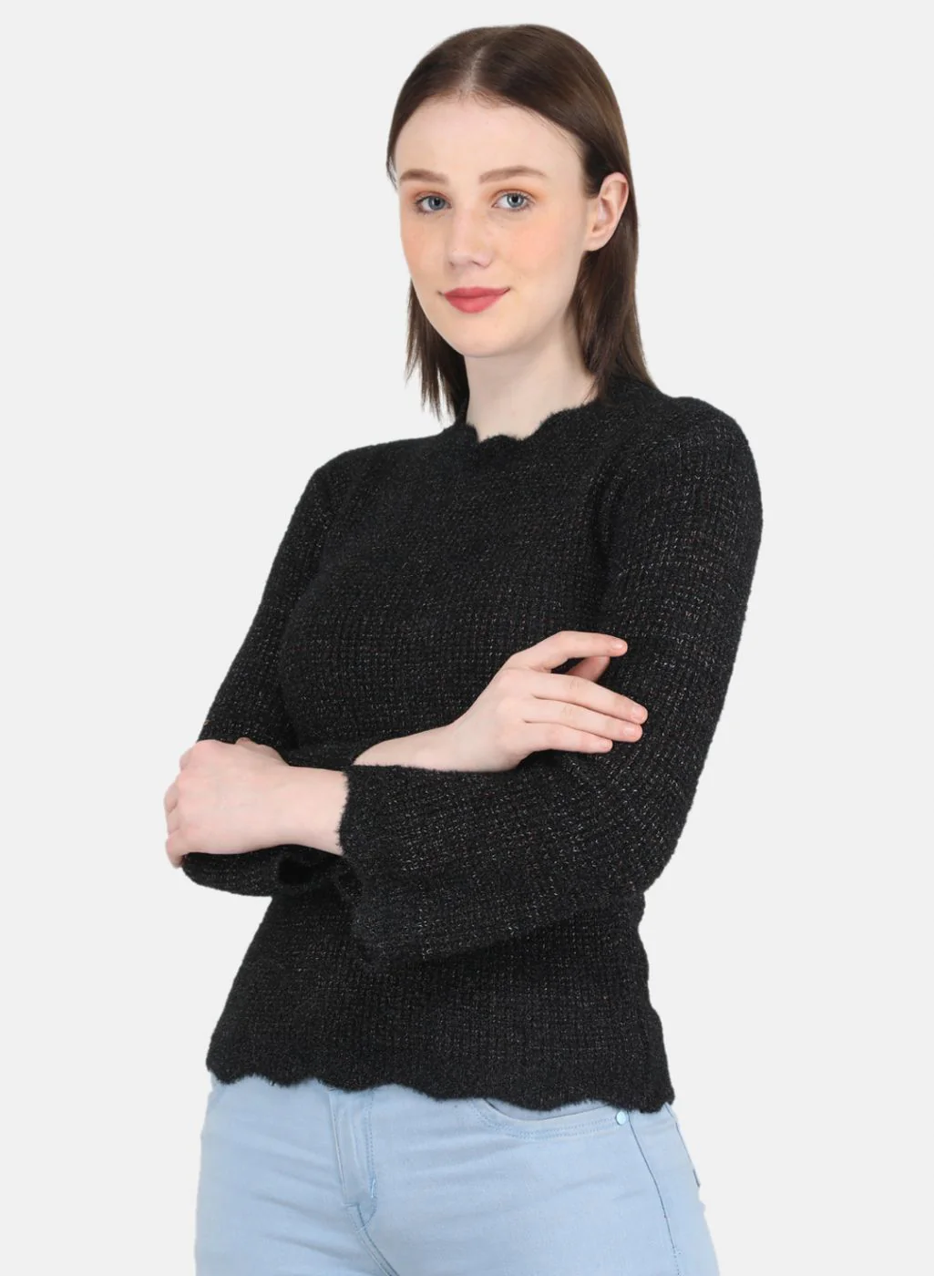 Women Black Self Design Top - Image 2