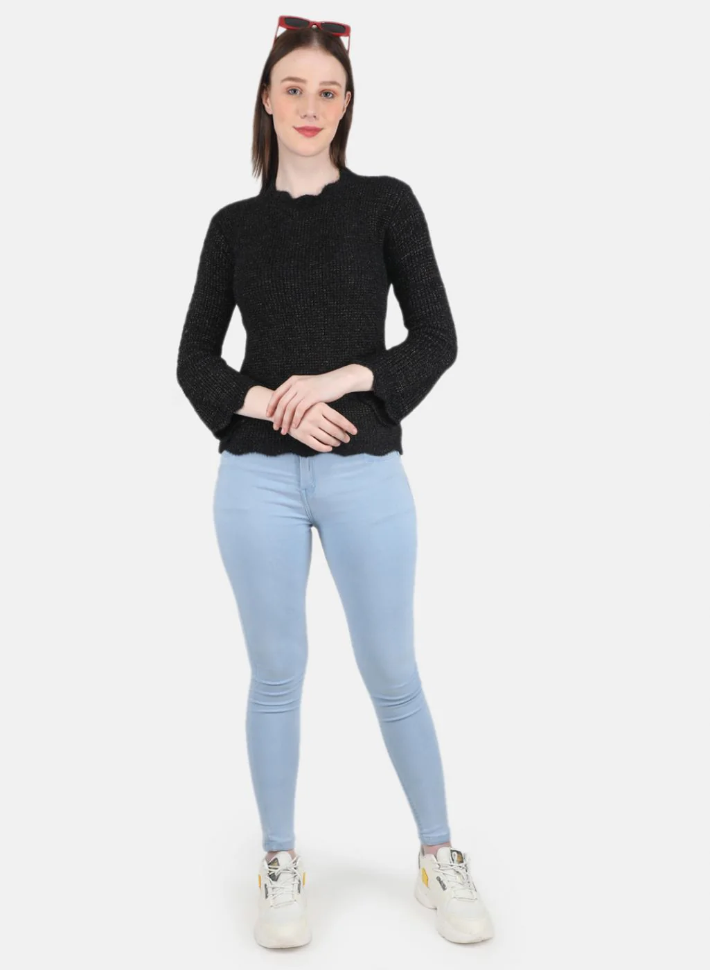 Women Black Self Design Top - Image 4