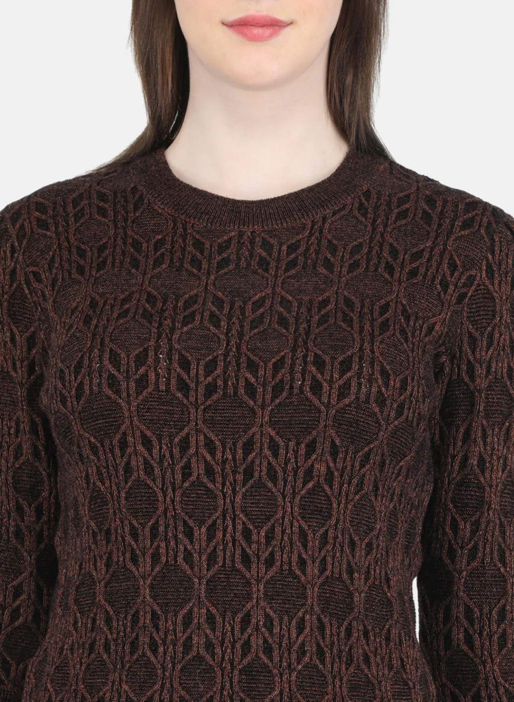 Women Brown Self Design Top - Image 5