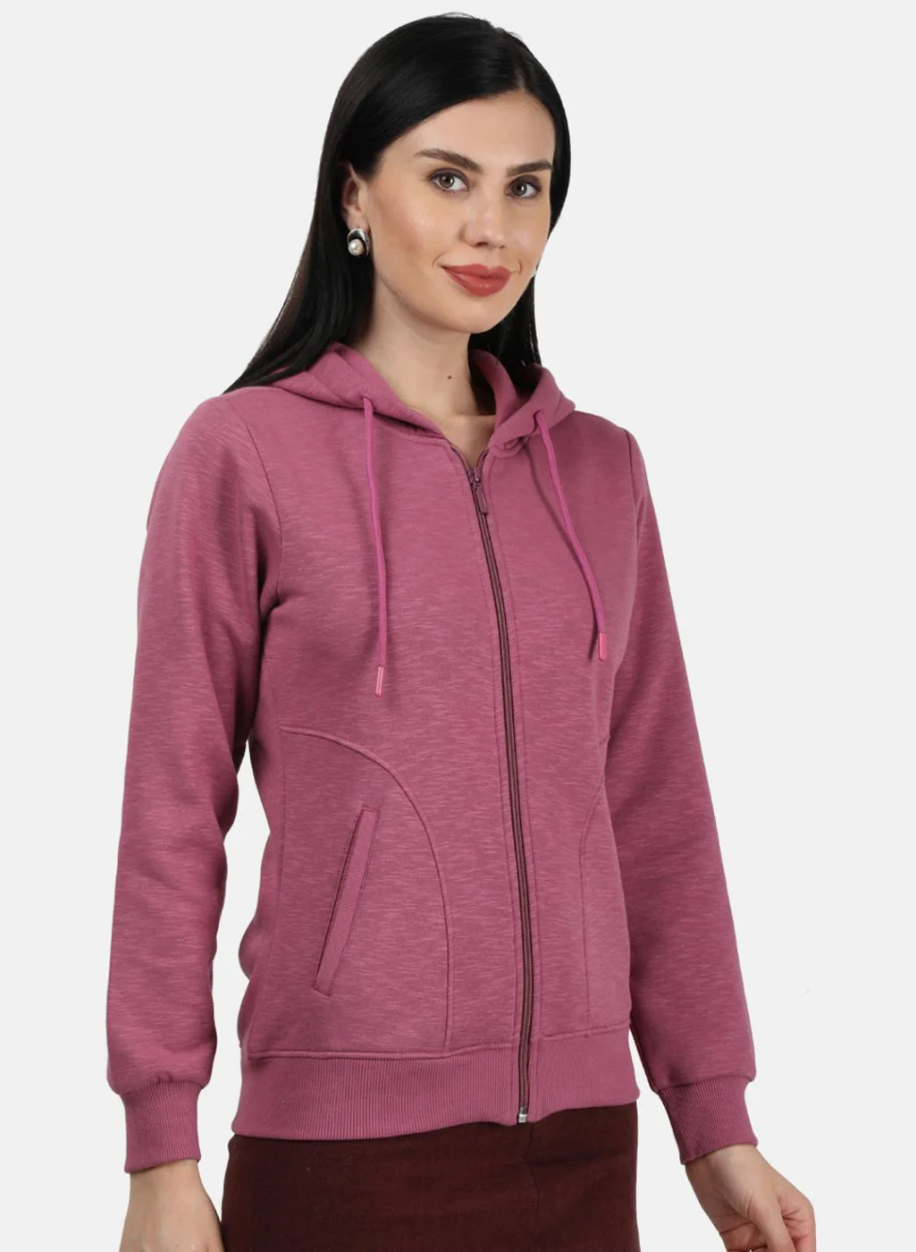Women Dark Pink Solid Sweatshirt - Image 6