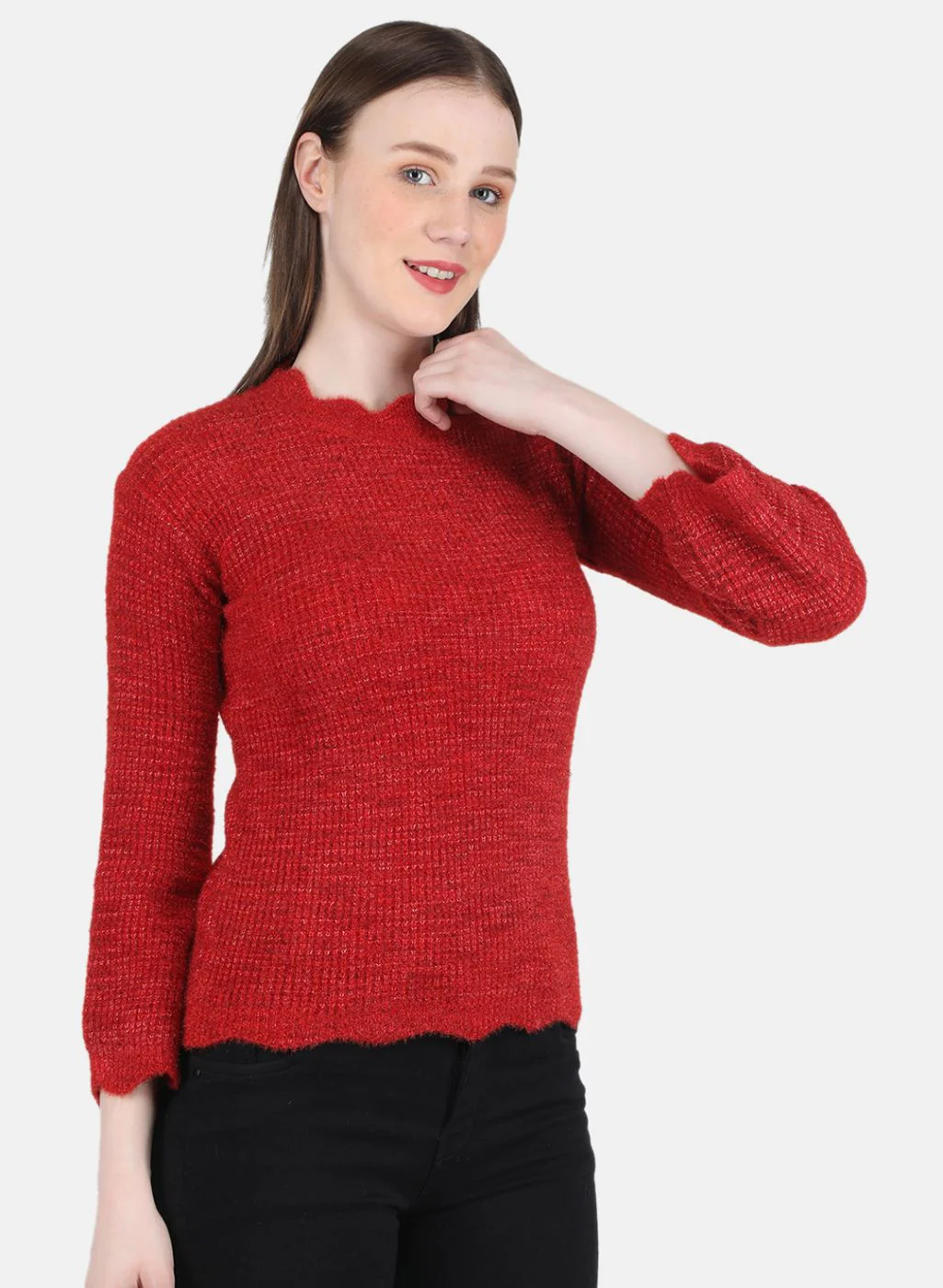 Women Red Self Design Top - Image 6