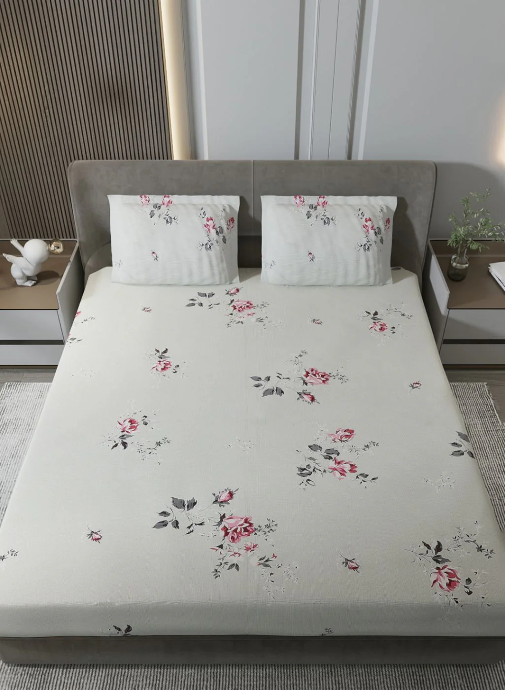 120TC Pure Cotton Queen Bedsheet with 2 Pillow Covers - Image 3