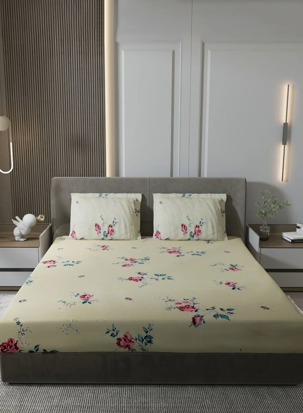 120TC Pure Cotton Queen Bedsheet with 2 Pillow Covers - Image 2