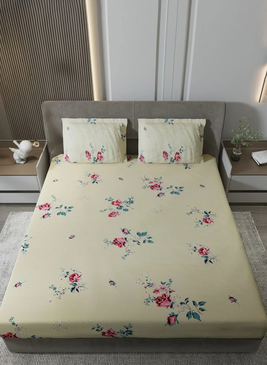 120TC Pure Cotton Queen Bedsheet with 2 Pillow Covers - Image 3