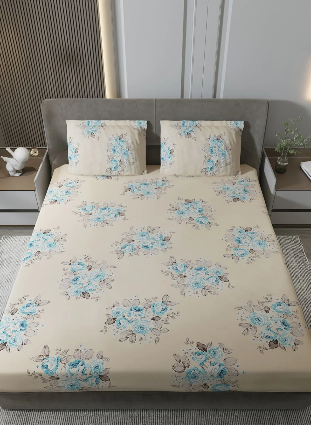 120TC Pure Cotton Queen Bedsheet with 2 Pillow Covers - Image 3