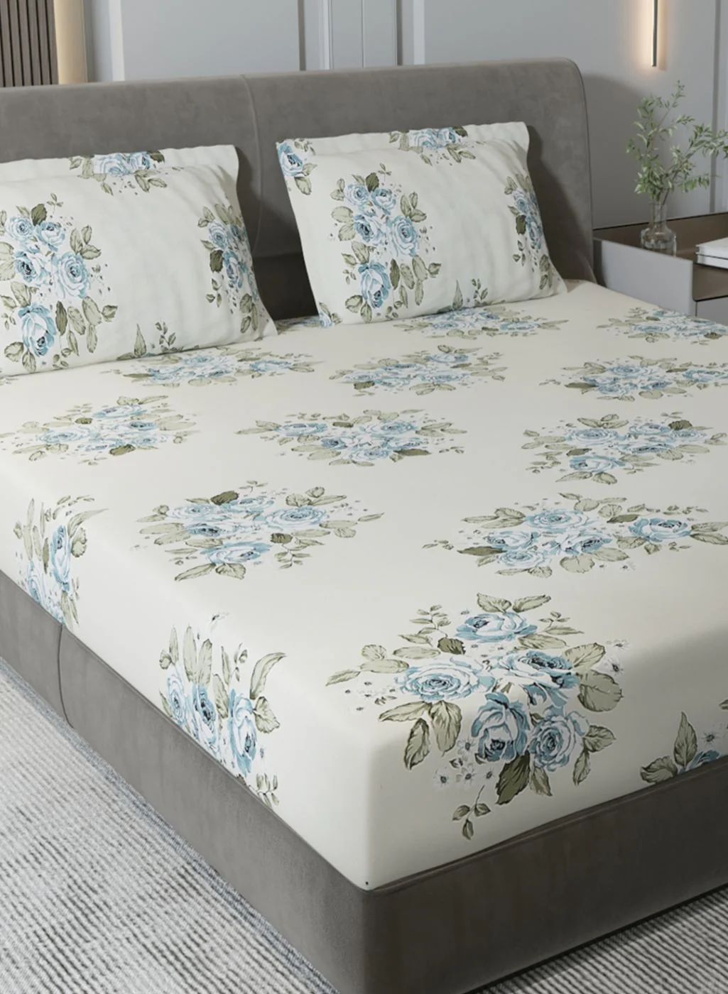 120TC Pure Cotton Queen Bedsheet with 2 Pillow Covers - Image 4