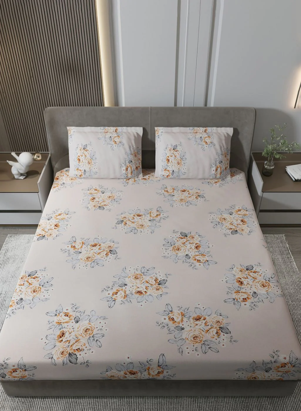 120TC Pure Cotton Queen Bedsheet with 2 Pillow Covers - Image 3