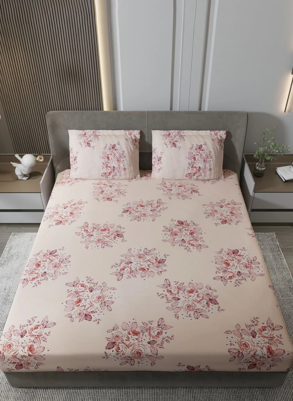 120TC Pure Cotton Queen Bedsheet with 2 Pillow Covers - Image 3