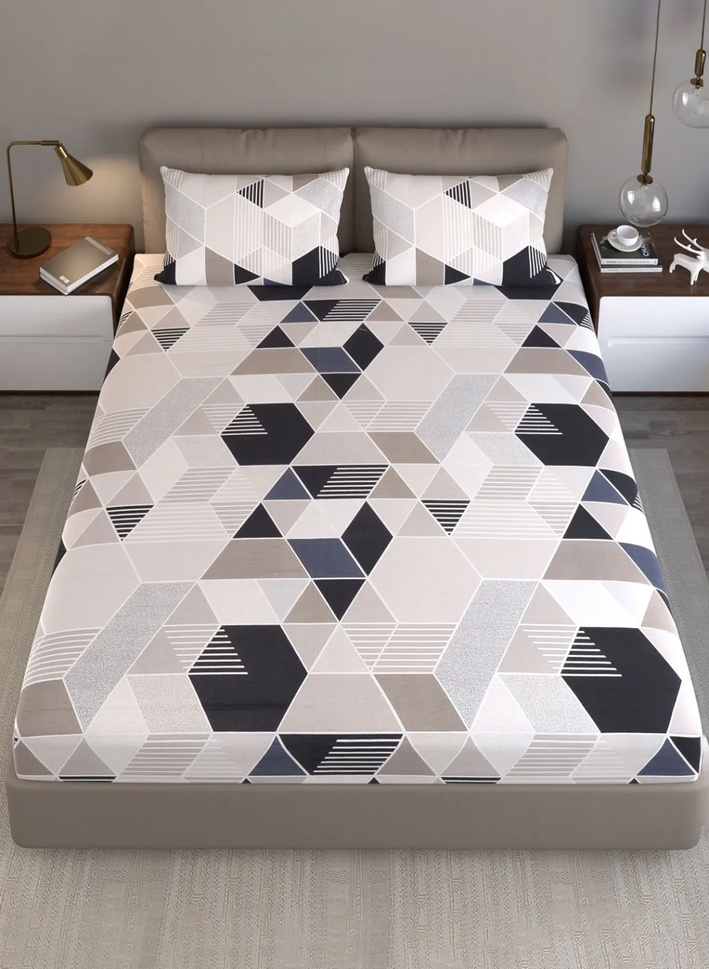 120TC Pure Cotton Queen Bedsheet with 2 Pillow Covers - Image 3