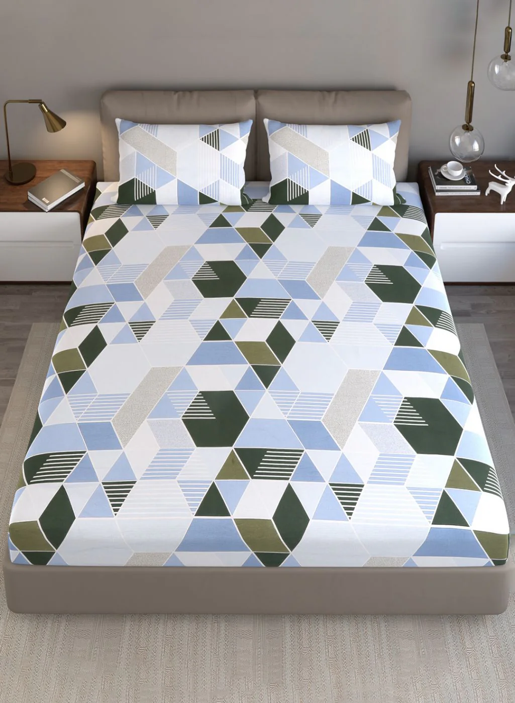 120TC Pure Cotton Queen Bedsheet with 2 Pillow Covers - Image 3
