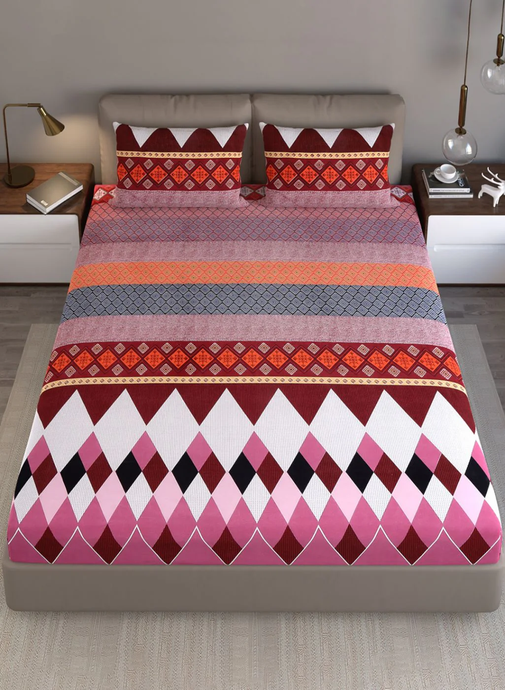130 GSM Polyester Queen Bedsheet with 2 Pillow Covers - Image 3