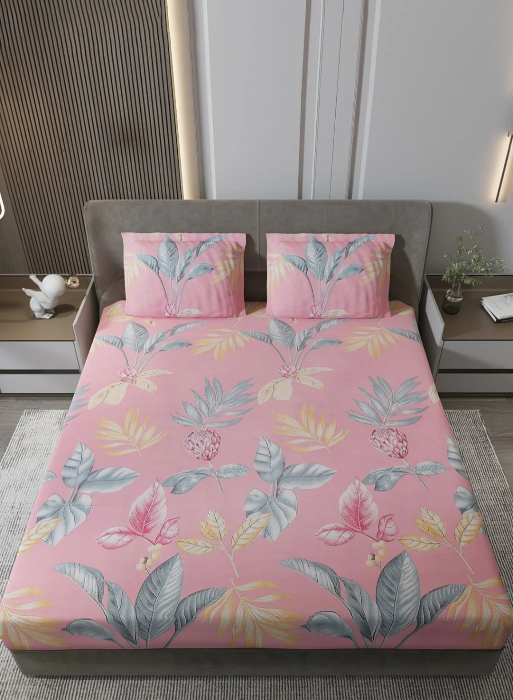 130 GSM Polyester Queen Bedsheet with 2 Pillow Covers - Image 3