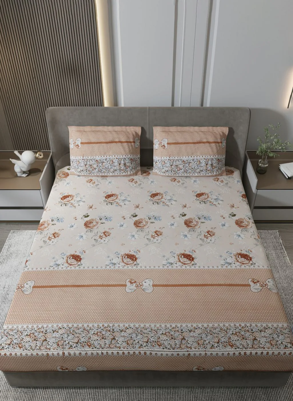 130 GSM Polyester Queen Bedsheet with 2 Pillow Covers - Image 3