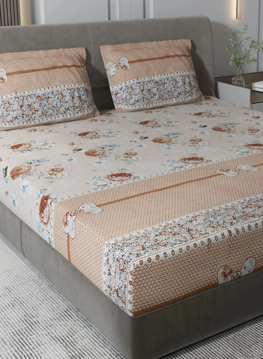 130 GSM Polyester Queen Bedsheet with 2 Pillow Covers - Image 4