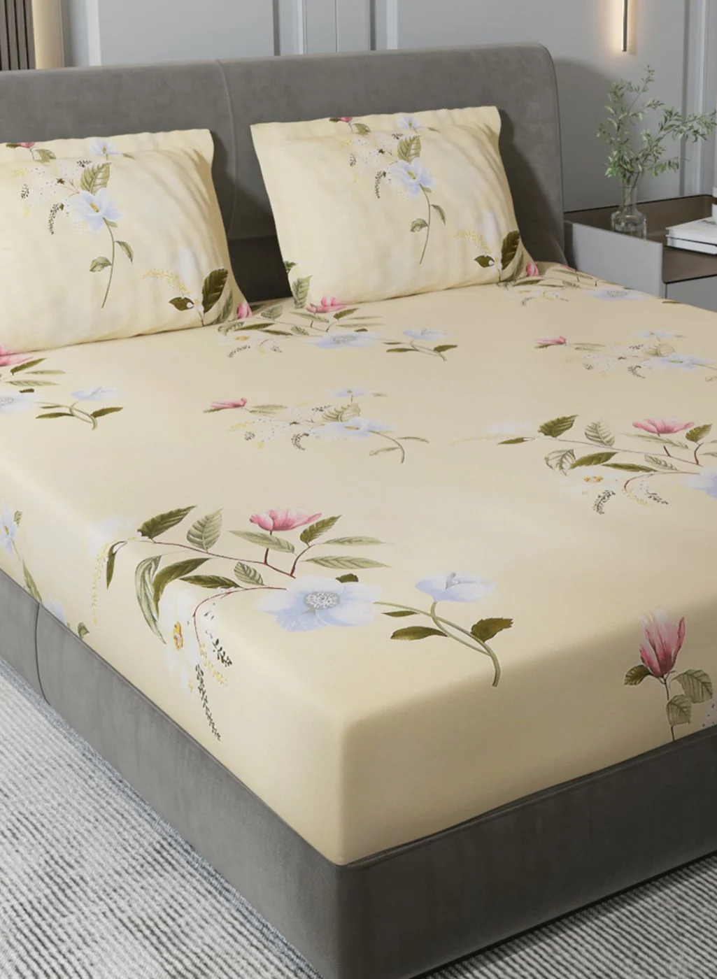 130 GSM Polyester Queen Bedsheet with 2 Pillow Covers - Image 4