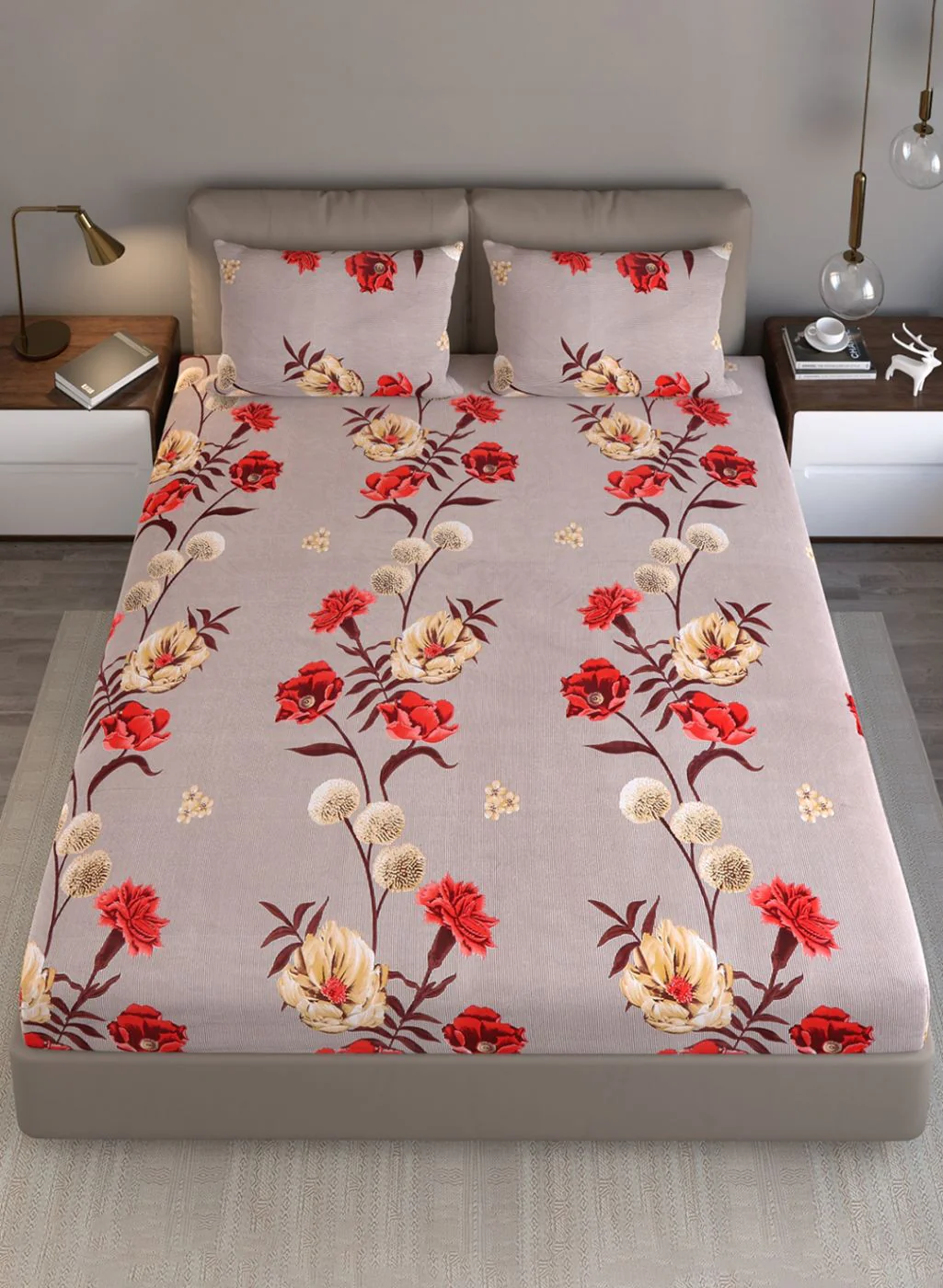 130 GSM Polyester Queen Bedsheet with 2 Pillow Covers - Image 4