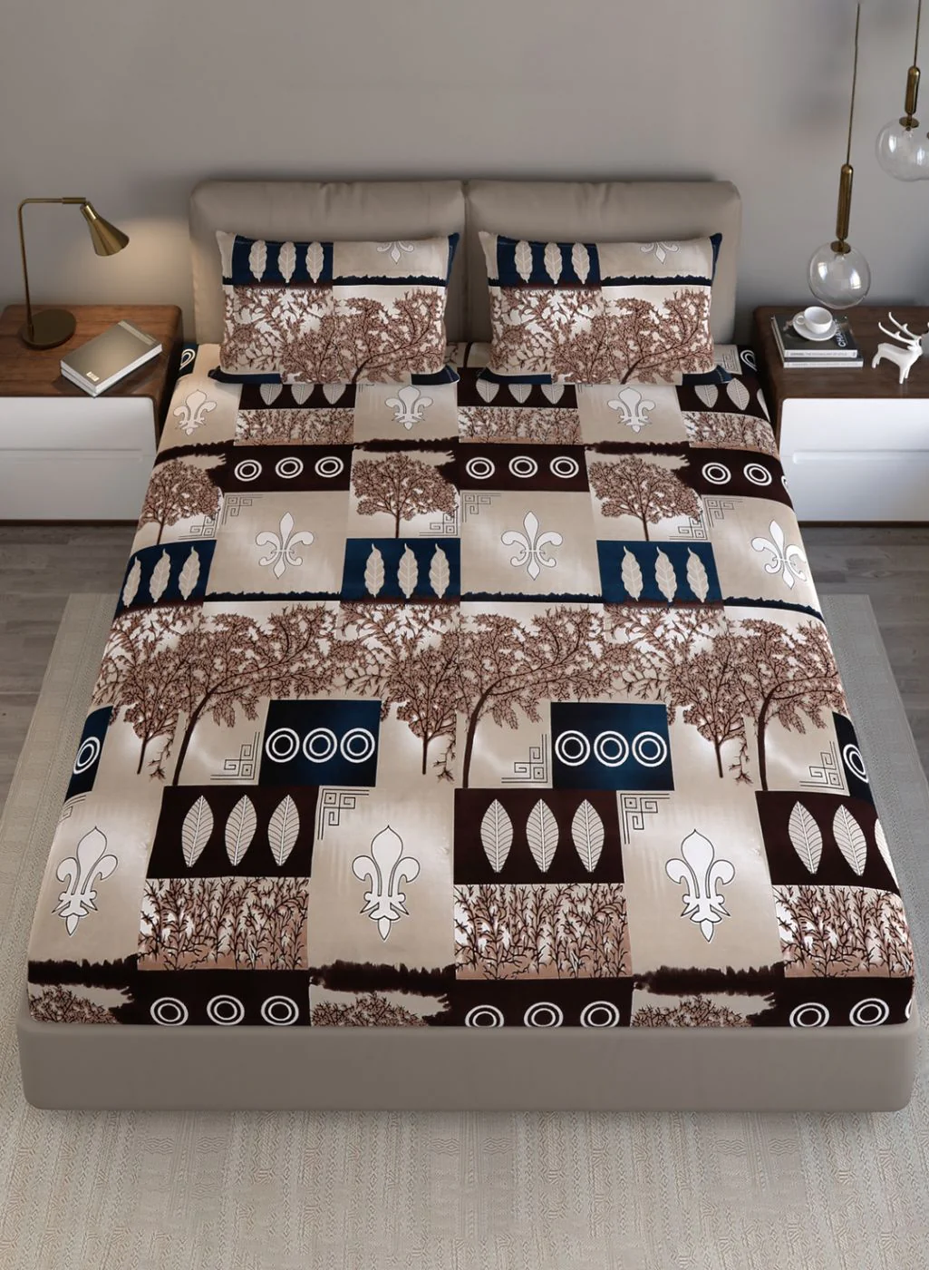 130 GSM Polyester Queen Bedsheet with 2 Pillow Covers - Image 3