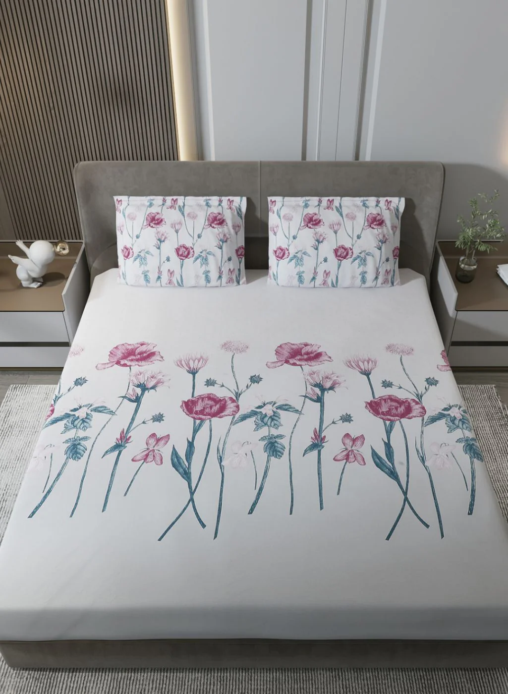 140TC Pure Cotton King Bedsheet with 2 Pillow Covers - Image 3