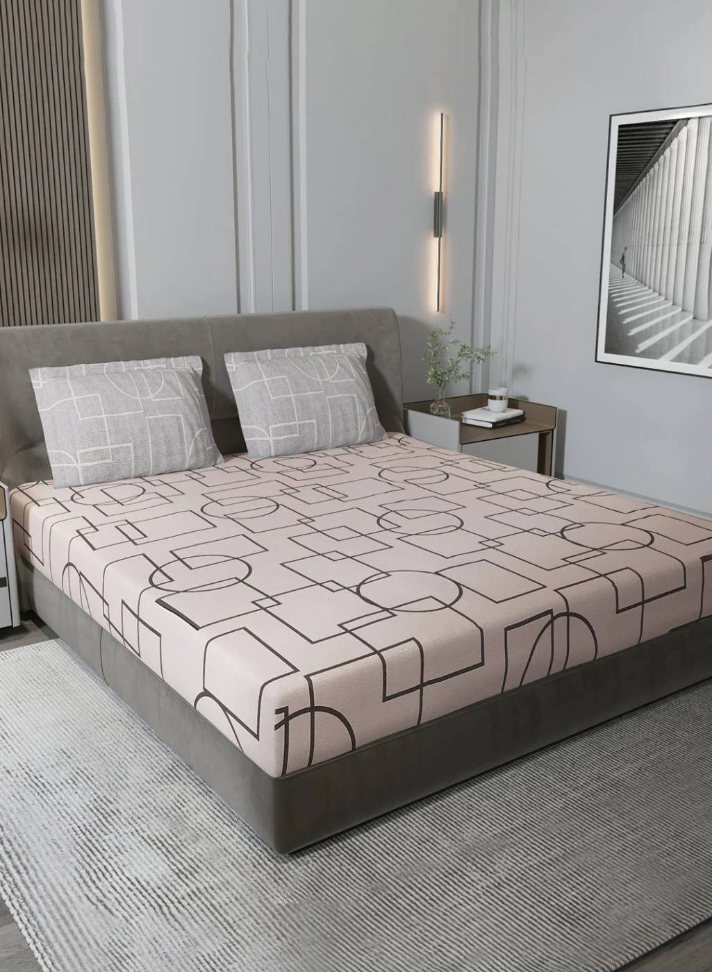 140TC Pure Cotton King Bedsheet with 2 Pillow Covers