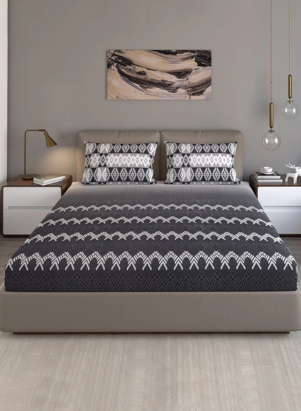 140TC Pure Cotton King Bedsheet with 2 Pillow Covers - Image 2