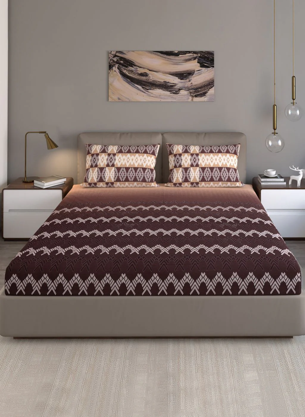 140TC Pure Cotton King Bedsheet with 2 Pillow Covers - Image 2
