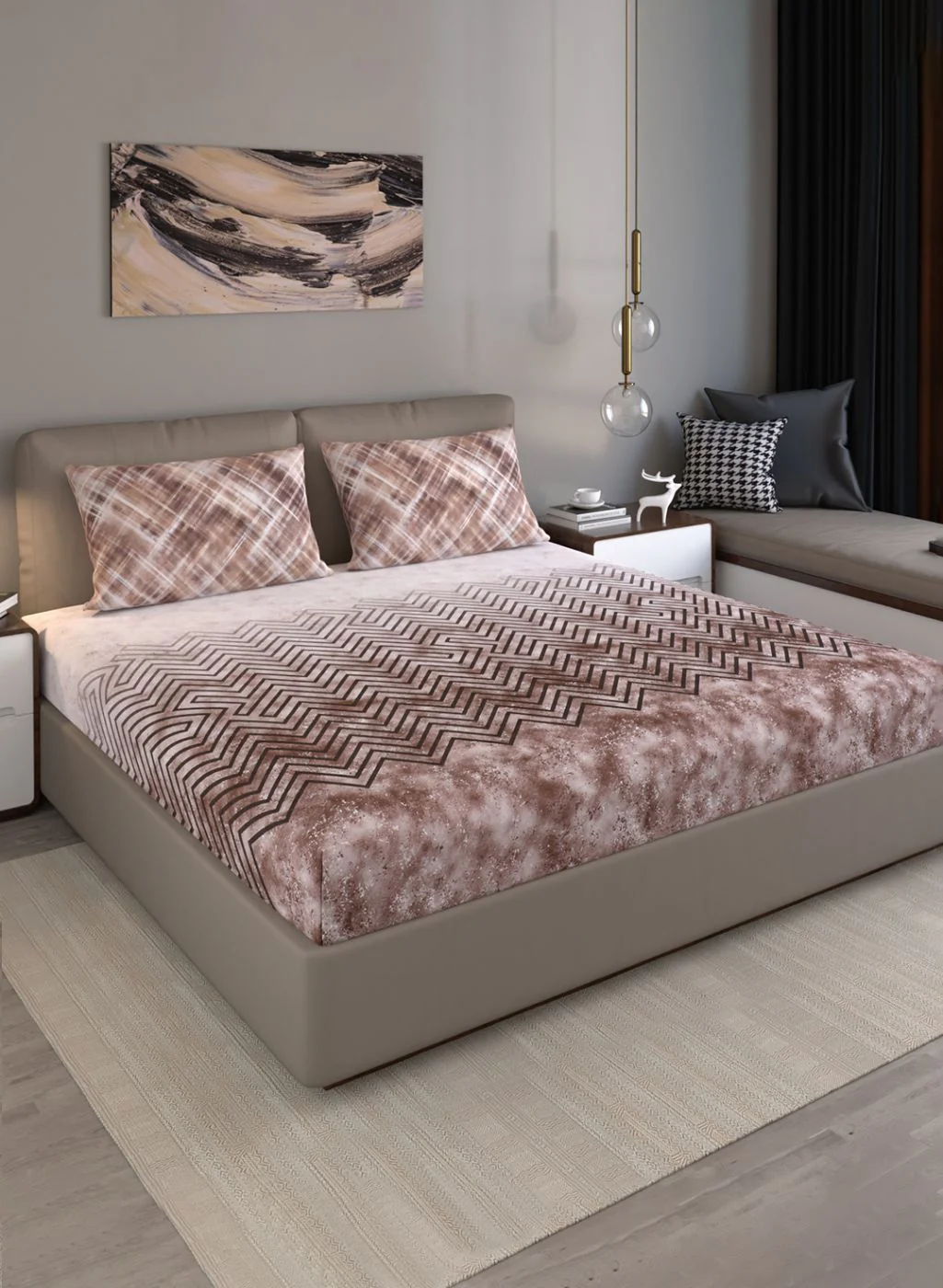 140TC Pure Cotton King Bedsheet with 2 Pillow Covers
