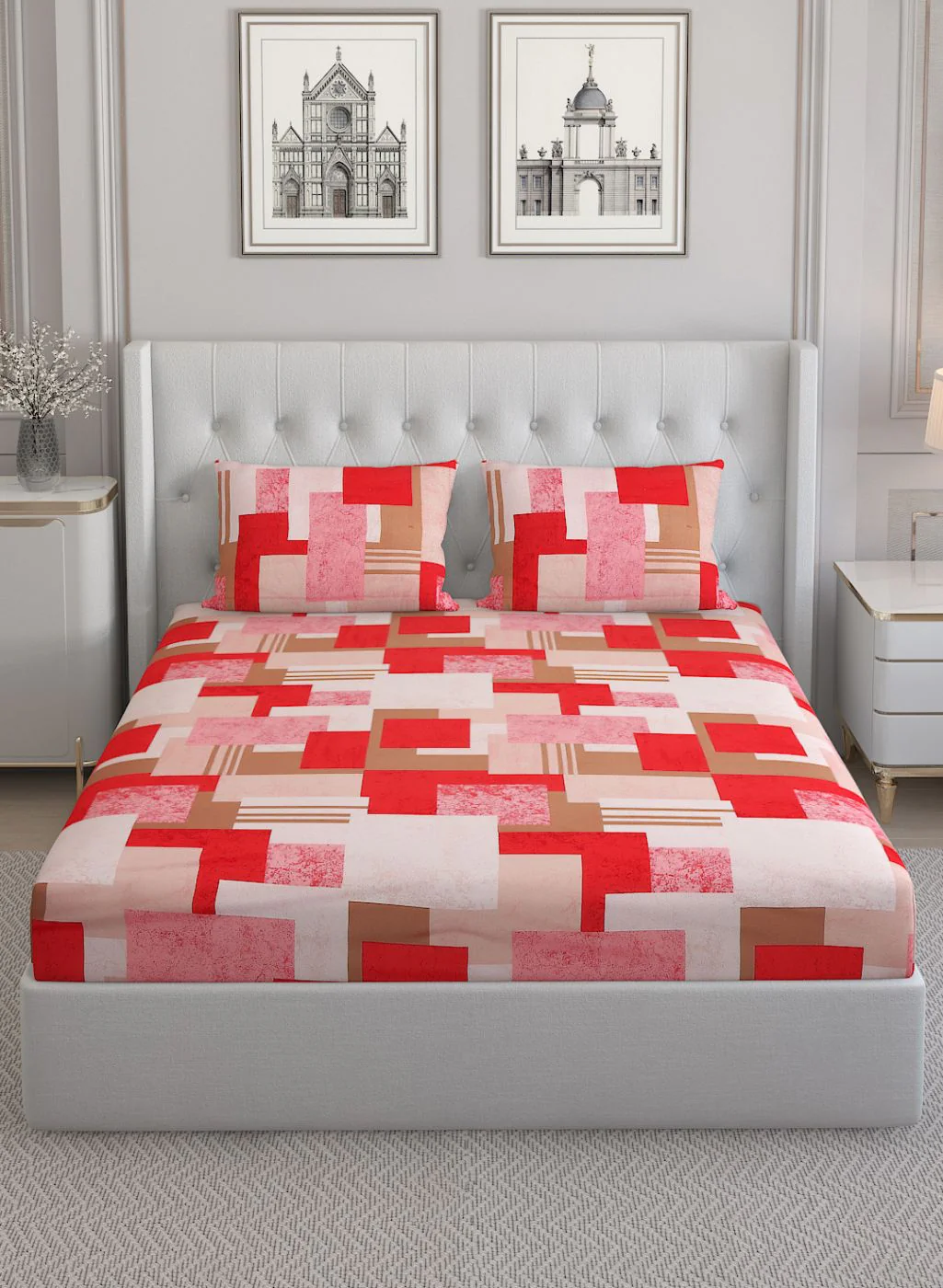 140TC Pure Cotton King Bedsheet with 2 Pillow Covers - Image 2