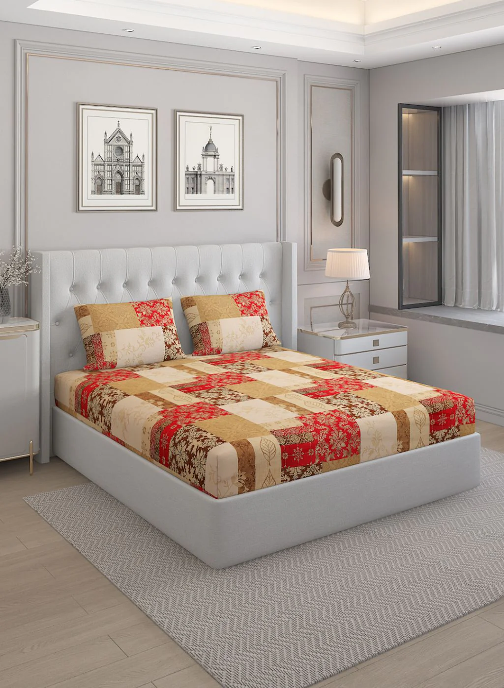 140TC Pure Cotton King Bedsheet with 2 Pillow Covers