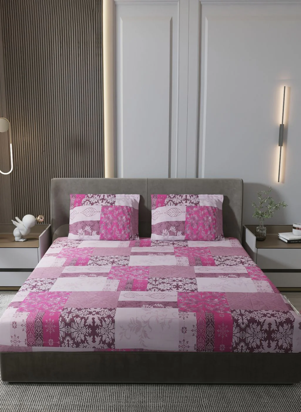 140TC Pure Cotton King Bedsheet with 2 Pillow Covers - Image 2