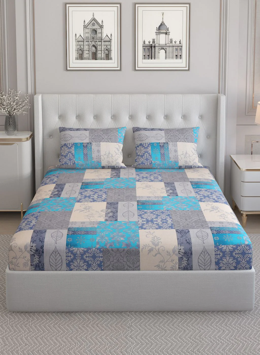 140TC Pure Cotton King Bedsheet with 2 Pillow Covers - Image 2