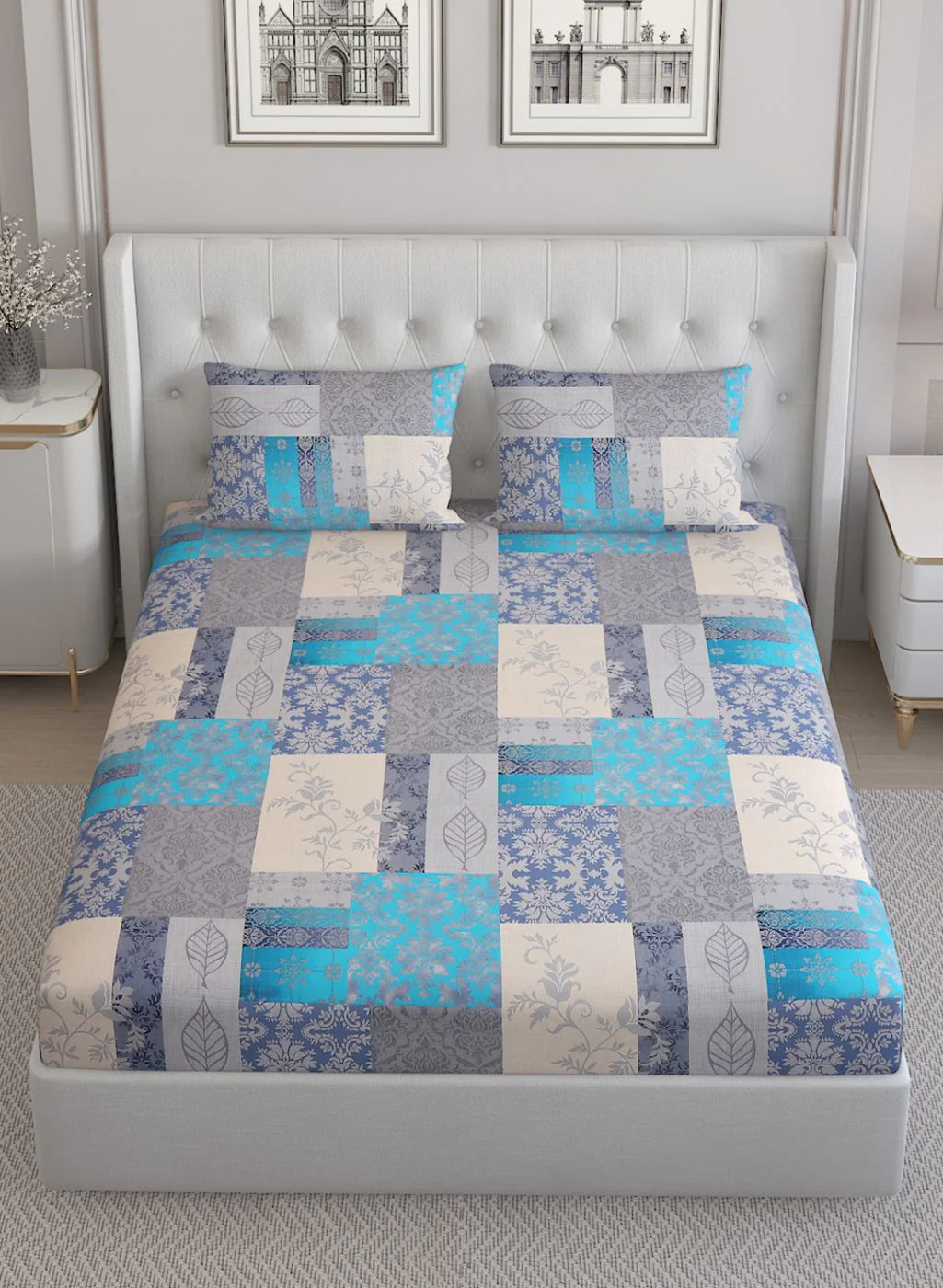 140TC Pure Cotton King Bedsheet with 2 Pillow Covers - Image 3