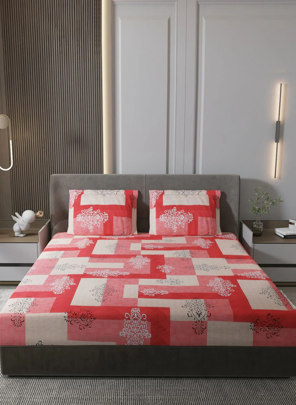 140TC Pure Cotton King Bedsheet with 2 Pillow Covers - Image 2