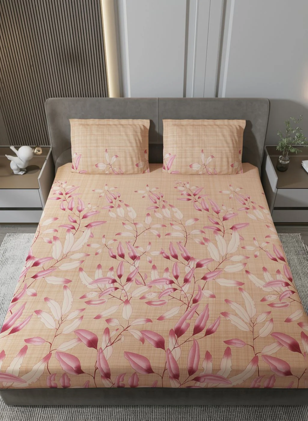 140TC Pure Cotton King Bedsheet with 2 Pillow Covers - Image 3