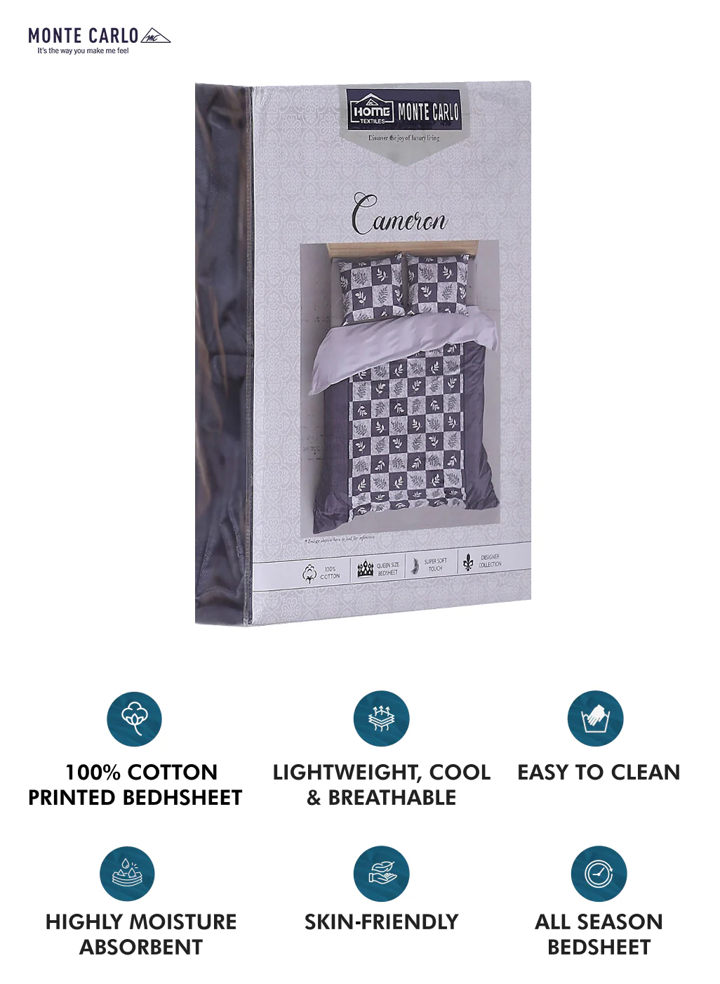 140TC Pure Cotton Queen Bedsheet with 2 Pillow Covers - Image 10