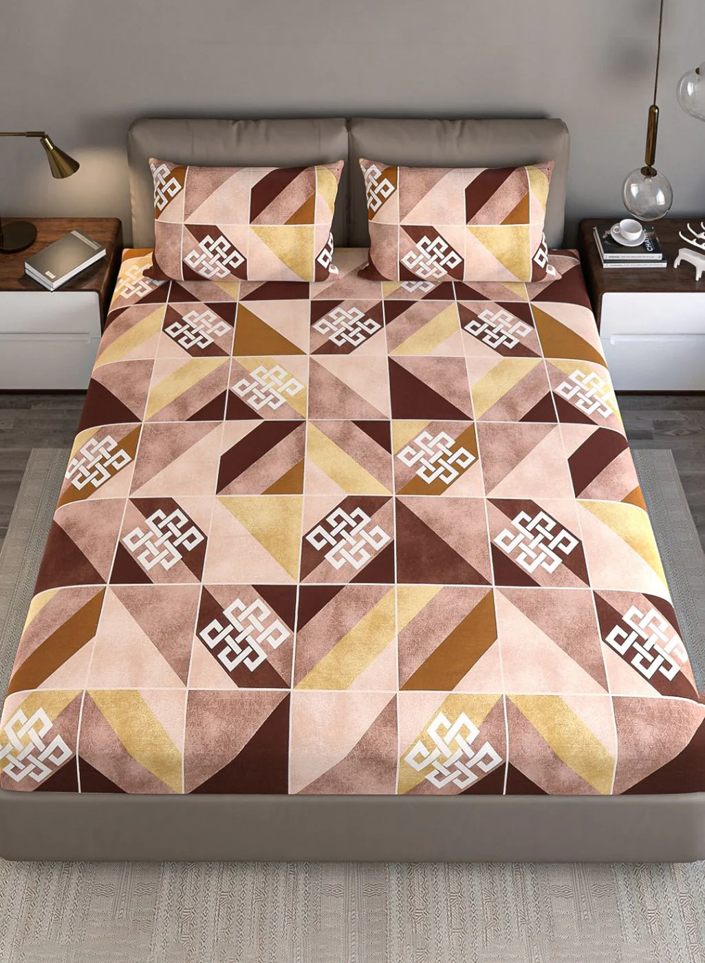 140TC Pure Cotton Queen Bedsheet with 2 Pillow Covers - Image 4